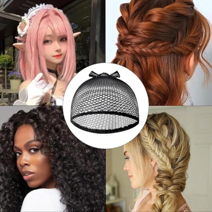 MKEAWWU 3 Pieces Hair Nets, Black Hair Nets, Hair Buns, Hair Nets Hat, Sleeping Hairnet Wrap Bonnet for Invisible Hair Elastic Edge Mesh for Ballet, Dance - Image 5